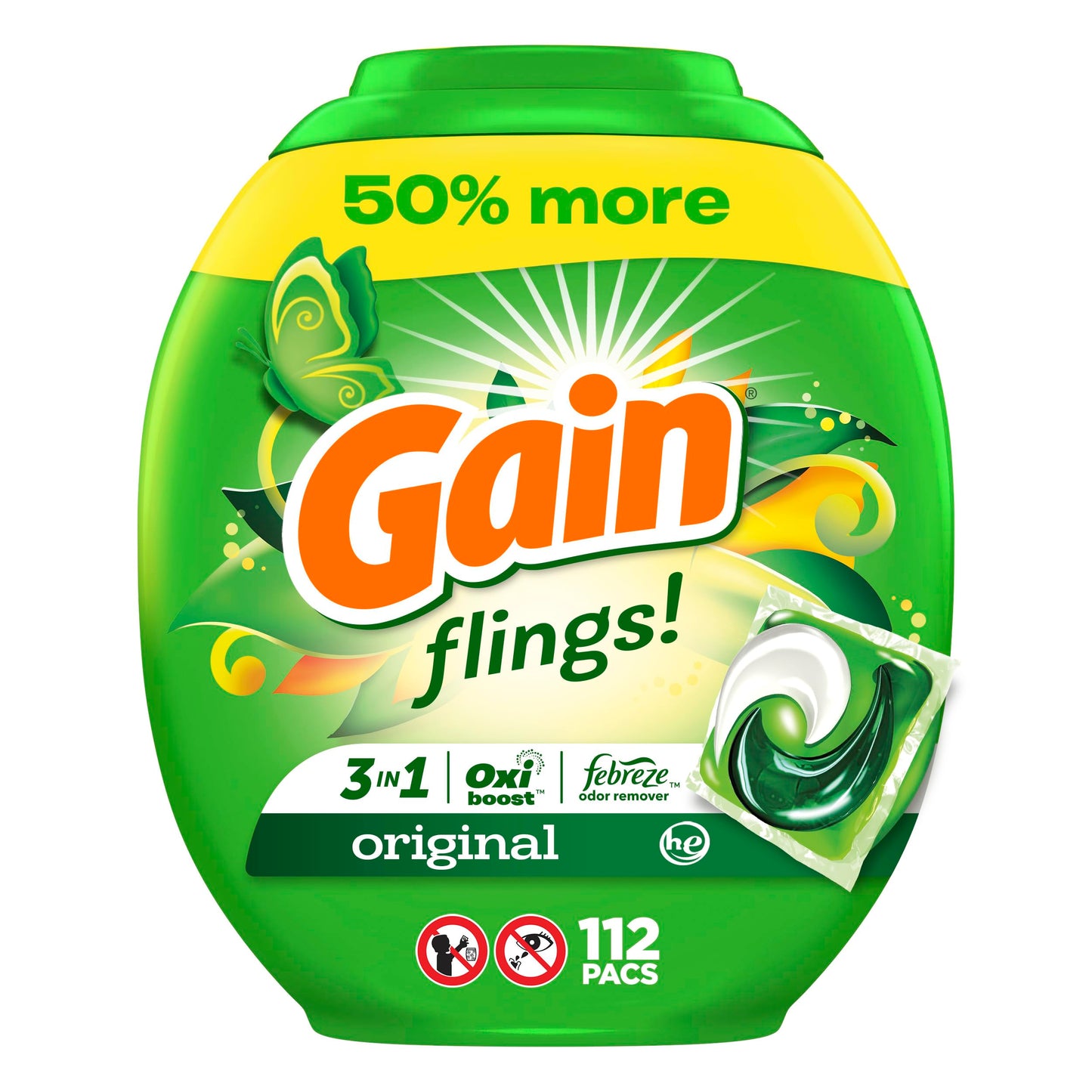 Gain Flings Laundry Detergent, 112 Count, Original Scent